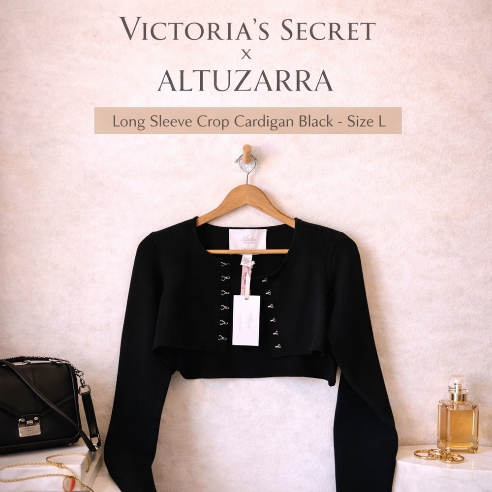Victoria’s Secret x Altuzarra Long Sleeve Crop Cardigan Black Size L NWT